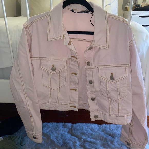 Zara Jackets & Coats Zara Pink Denim Jacket Poshmark